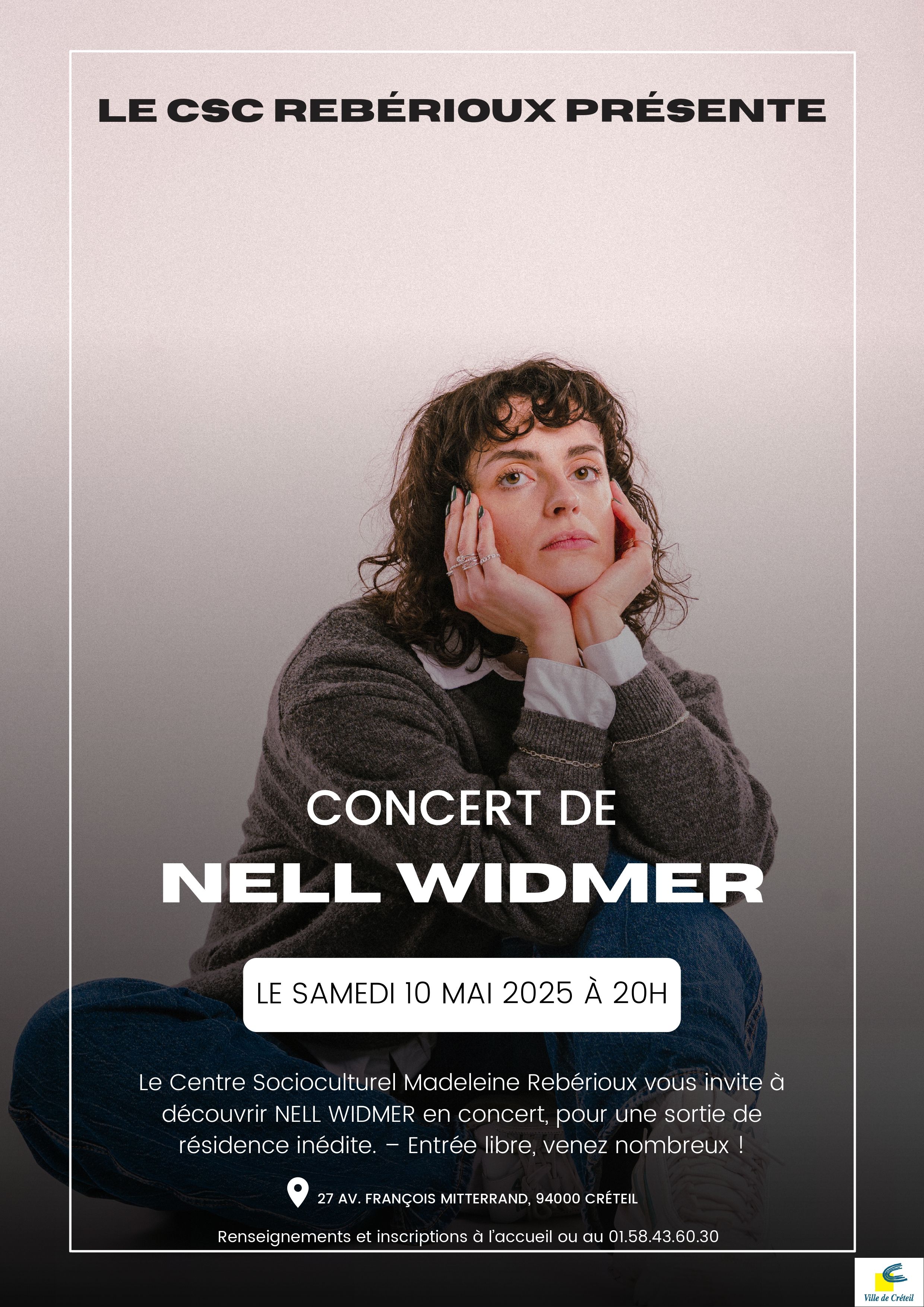 Affiche du concert live Nell Widmer à CRETEIL CSC MADELEINE REBERIOUX