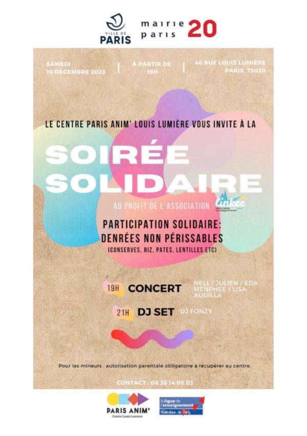 Affiche concert solidaire à Paris de Nell Widmer