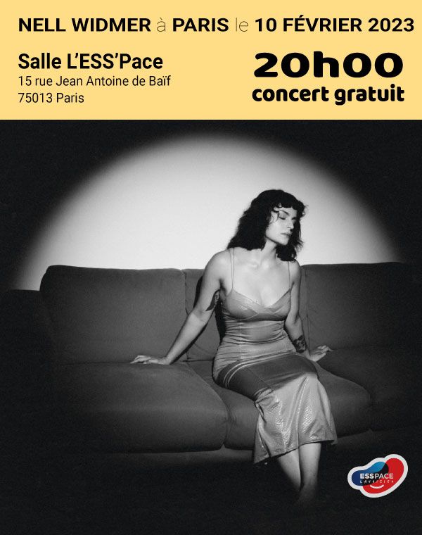 Affiche du concert live Nell Widmer salle l'ess'pace Paris